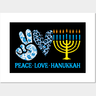 Peace Love Hanukkah Chanukah Menorah Jewish Posters and Art